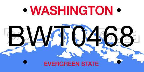 BWT0468 Washington License Plate