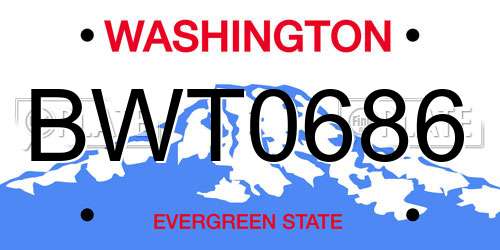 BWT0686 Washington License Plate