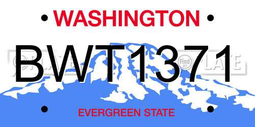 BWT1371 Washington License Plate