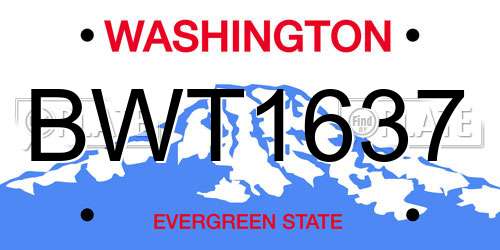 BWT1637 Washington License Plate