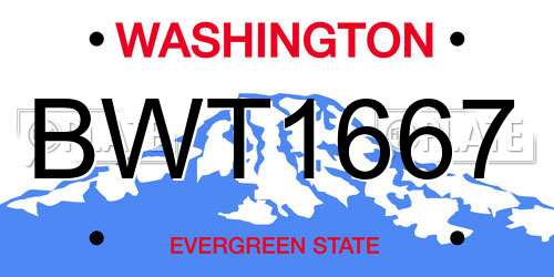 BWT1667 Washington License Plate