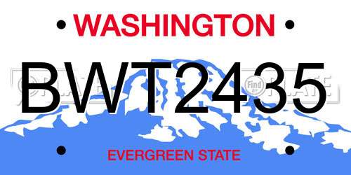 BWT2435 Washington License Plate