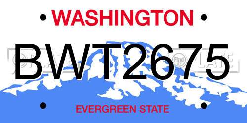 BWT2675 Washington License Plate