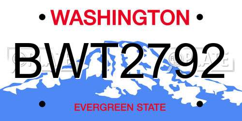 BWT2792 Washington License Plate