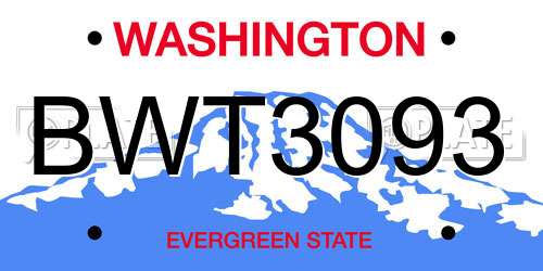 BWT3093 Washington License Plate