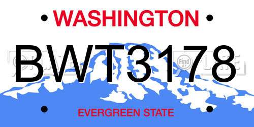 BWT3178 Washington License Plate
