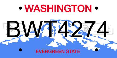 BWT4274 Washington License Plate