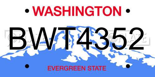 BWT4352 Washington License Plate