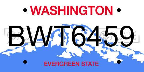 BWT6459 Washington License Plate