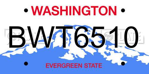 BWT6510 Washington License Plate