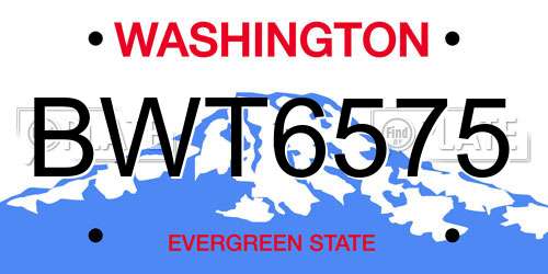 BWT6575 Washington License Plate
