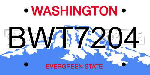 BWT7204 Washington License Plate