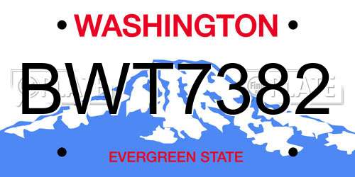BWT7382 Washington License Plate