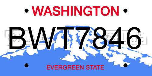 BWT7846 Washington License Plate