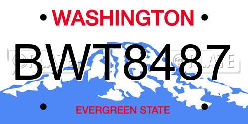 BWT8487 Washington License Plate