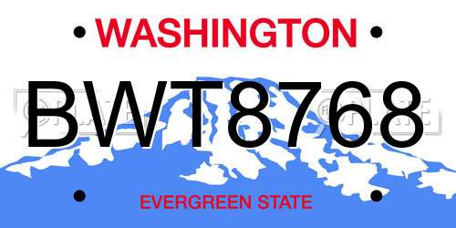 BWT8768 Washington License Plate