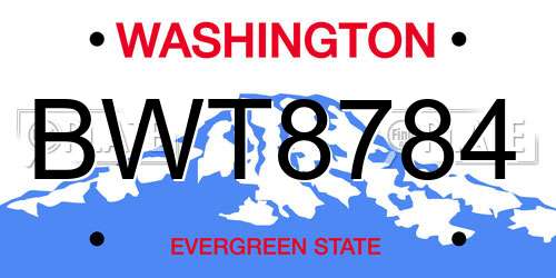BWT8784 Washington License Plate
