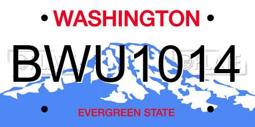 BWU1014 Washington License Plate