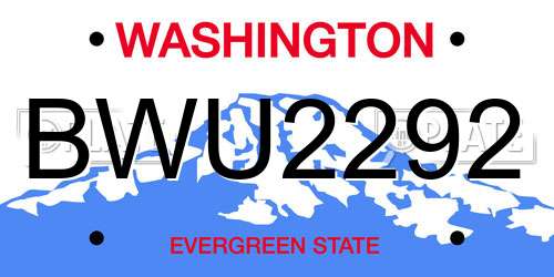 BWU2292 Washington License Plate