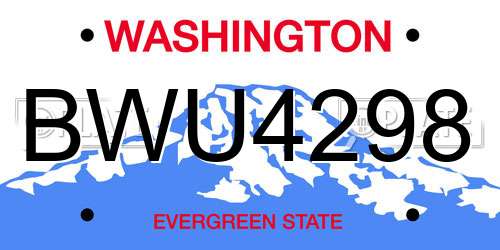 BWU4298 Washington License Plate