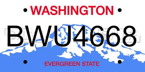 BWU4668 Washington License Plate