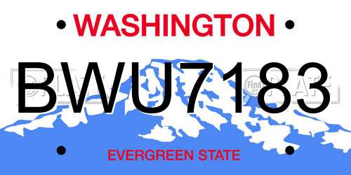 BWU7183 Washington License Plate