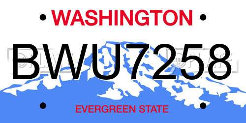 BWU7258 Washington License Plate