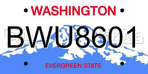 BWU8601 Washington License Plate