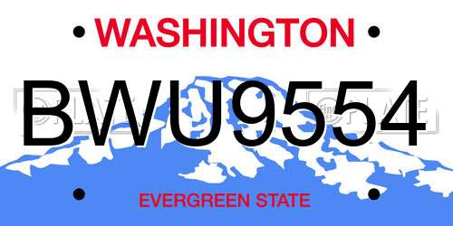 BWU9554 Washington License Plate