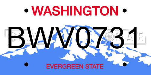 BWV0731 Washington License Plate