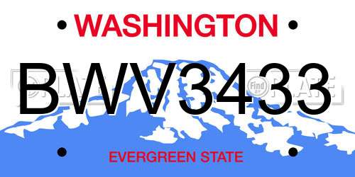 BWV3433 Washington License Plate