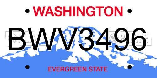 BWV3496 Washington License Plate