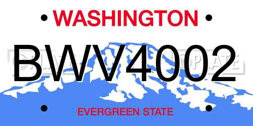 BWV4002 Washington License Plate