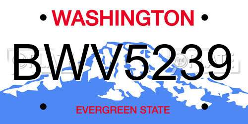 BWV5239 Washington License Plate