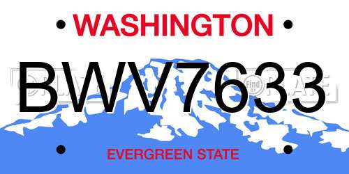 BWV7633 Washington License Plate
