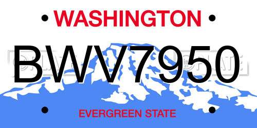 BWV7950 Washington License Plate