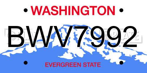 BWV7992 Washington License Plate