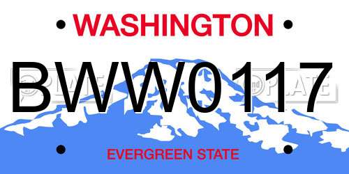 BWW0117 Washington License Plate