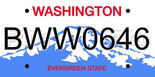 BWW0646 Washington License Plate