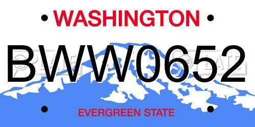 BWW0652 Washington License Plate