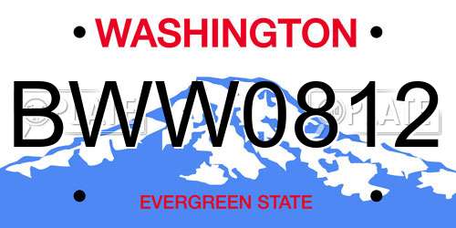 BWW0812 Washington License Plate