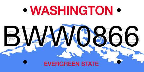 BWW0866 Washington License Plate