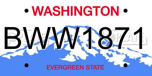 BWW1871 Washington License Plate