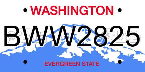 BWW2825 Washington License Plate