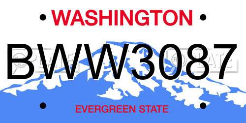 BWW3087 Washington License Plate