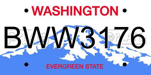 BWW3176 Washington License Plate