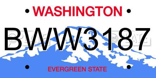 BWW3187 Washington License Plate