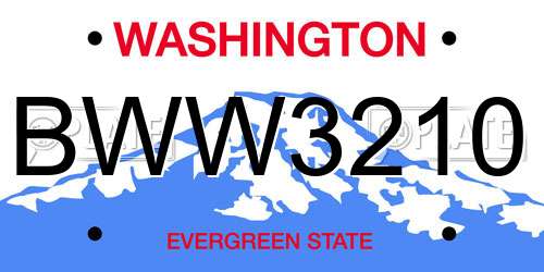BWW3210 Washington License Plate