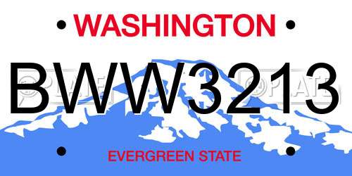 BWW3213 Washington License Plate