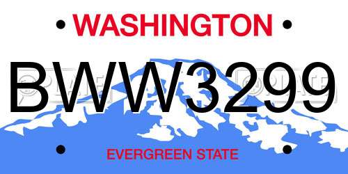 BWW3299 Washington License Plate